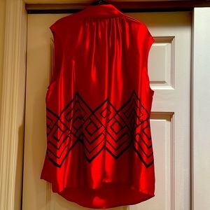 Michael Michael Kors, size24W Red with black geometric print .silk blouse